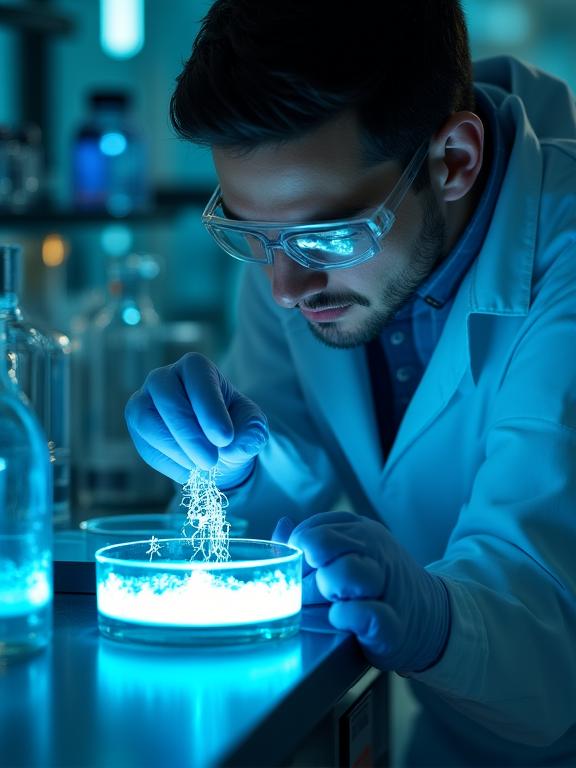 Ricercatore che analizza campioni di organismi marini in un laboratorio moderno